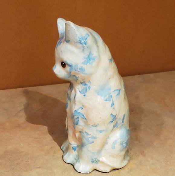 Vintage ceramic decoupage cat - Picture 4 of 6